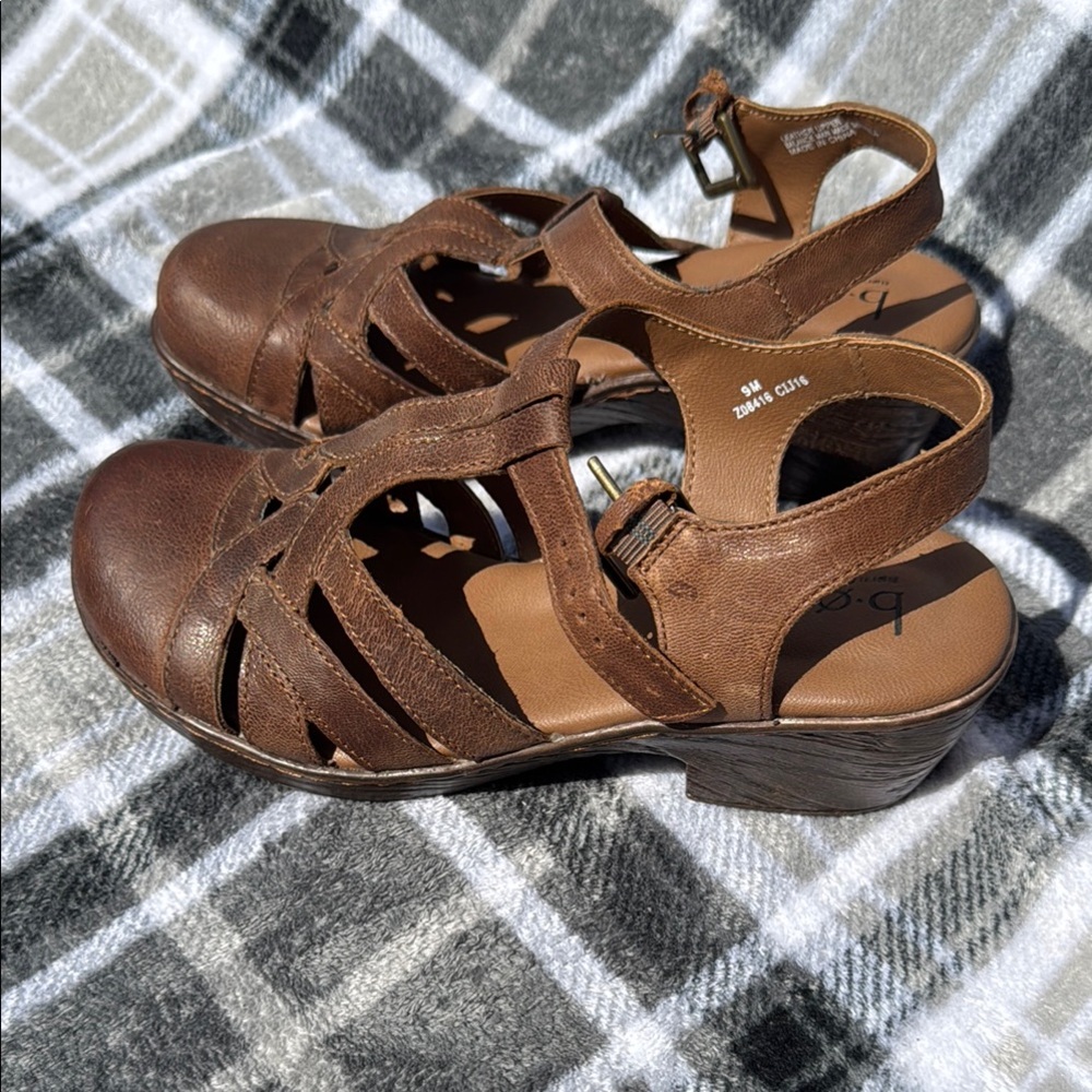b.o.c. Dark Brown Leather Heeled Sandals